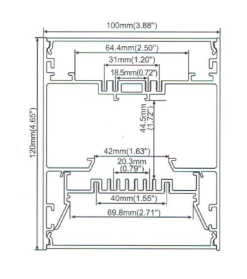 1 Meter 39.4" Suspended LED Aluminum Profile 120mm(H) x 75mm(W) Suit 70mm Flexible LED Strips